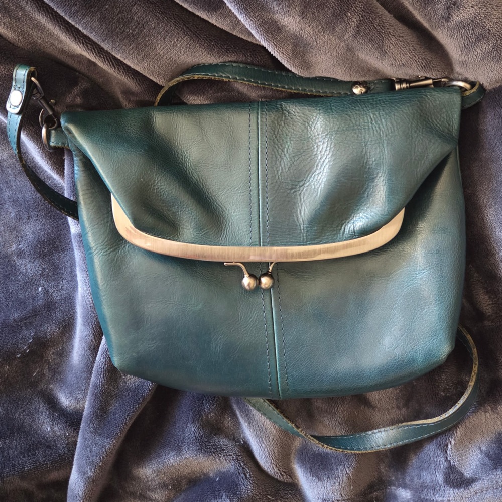 Elegant teal Leather Shoulder Bag